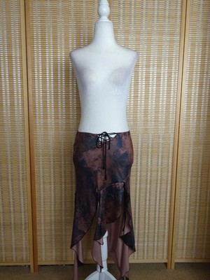 Micas black and brown asymmetrical whimsy tie dye midi skirt size S