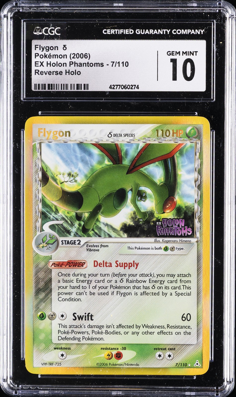 2006 POKEMON EX HOLON PHANTOMS #7 FLYGON-REVERSE FOIL CGC 10 GEM MINT