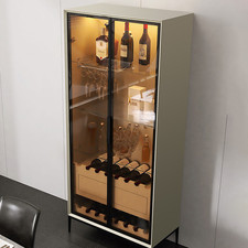 Image of Delfina Wine Cabinet, Cabinet With Wine Rack, Light Grey Wood