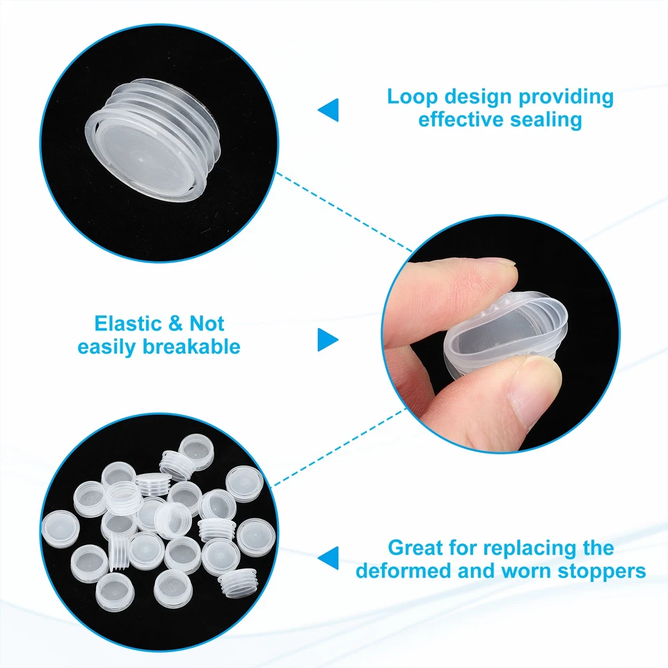 Tapones para coctelera de sal y pimienta de plástico de 20 mm/0,79" con anillo de tracción transparente 25 piezas Foto 3 de 4