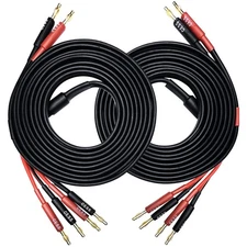 CESS-106-10f Banana Plug Splitter Speaker Cable, 2 Banana Plugs to 4 Banana P...