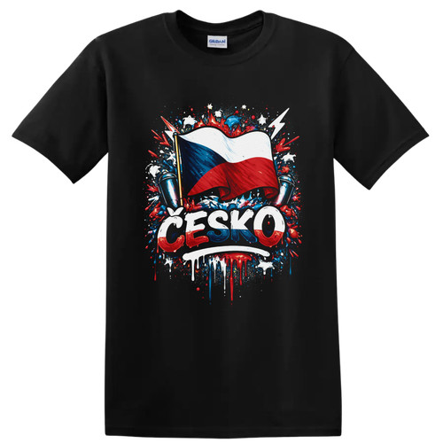Czech Republic Flag Patriotic Graffiti Paint Splash T Shirt Graphic Art Tee Gift