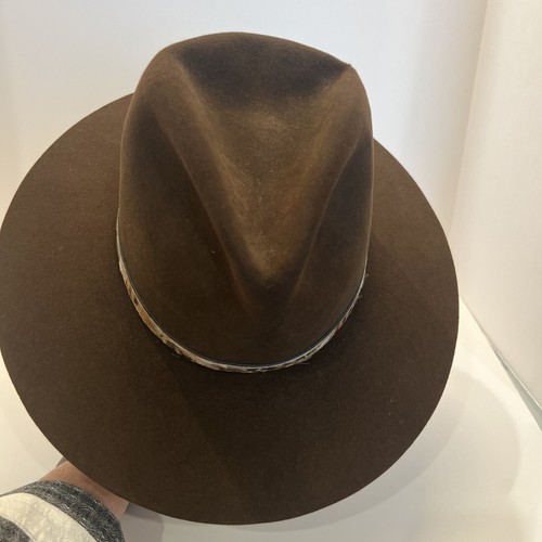 Stetson Gun Club 4X Fur Felt Hat Feather Orange Black White Band Size 6 3/4 R. - Picture 5 of 16