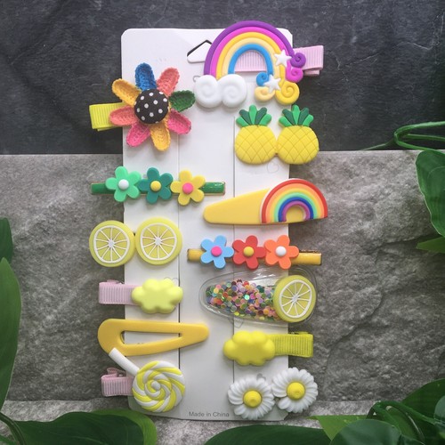 13 PC Candy-Colored Rainbow Themed Hair Barrette Clip Ages 1-9 New Free Ship 288 - 第 2/2 張圖片