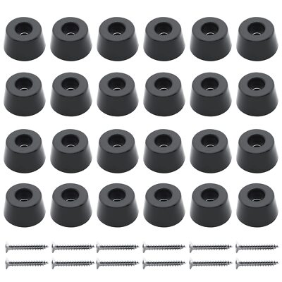 20 PCS Black Rubber Feet With Stainless Screws - Non Slip Bumpers For Cutting Boards 0.51x1 Inch