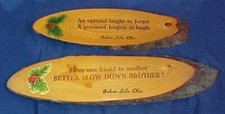 2 Vintage Indian Lake Ohio Plaque Live Wood O...