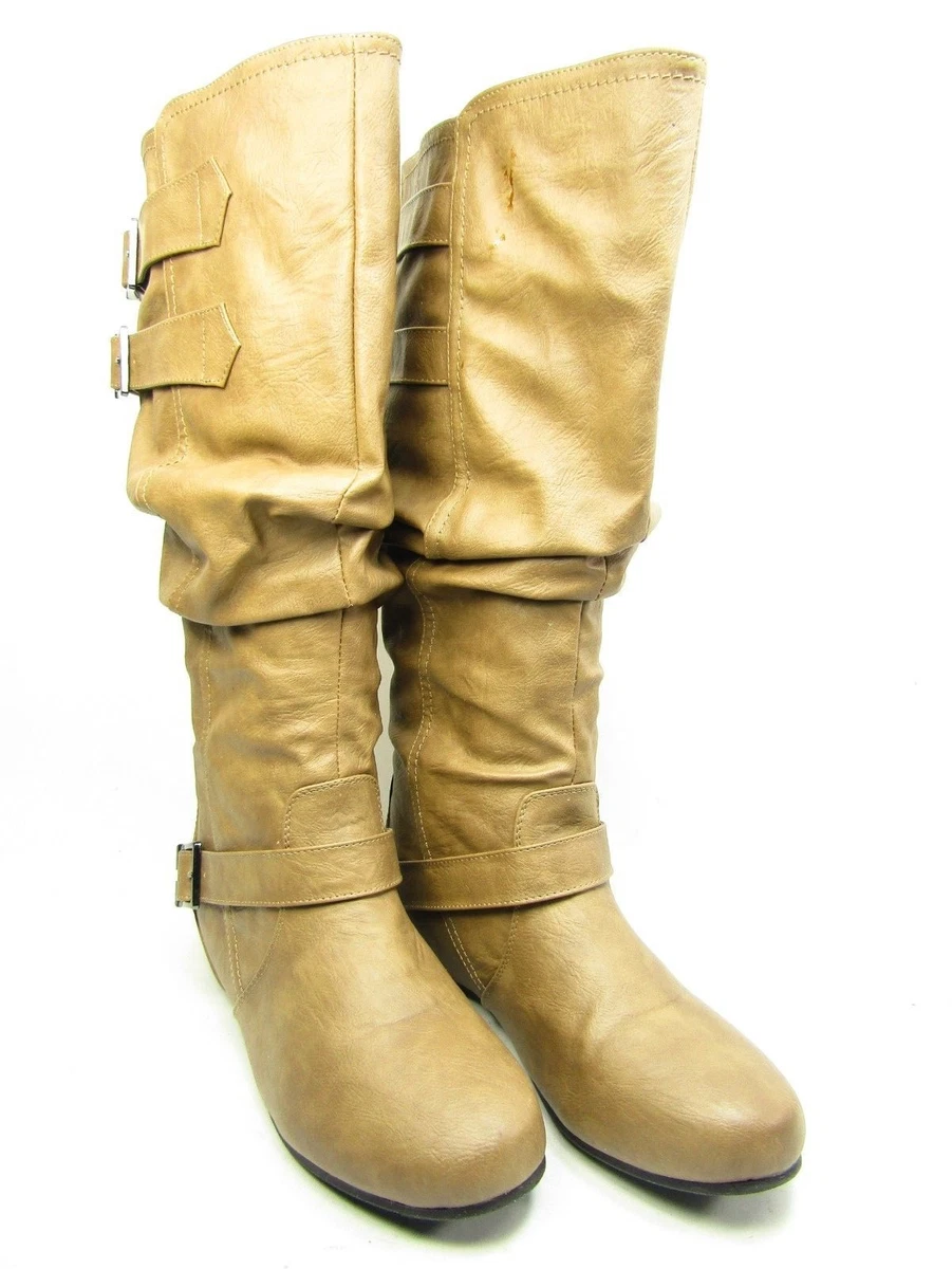 Journee Collection Tiffany Womens Slouch Riding Boots Taupe Size 10