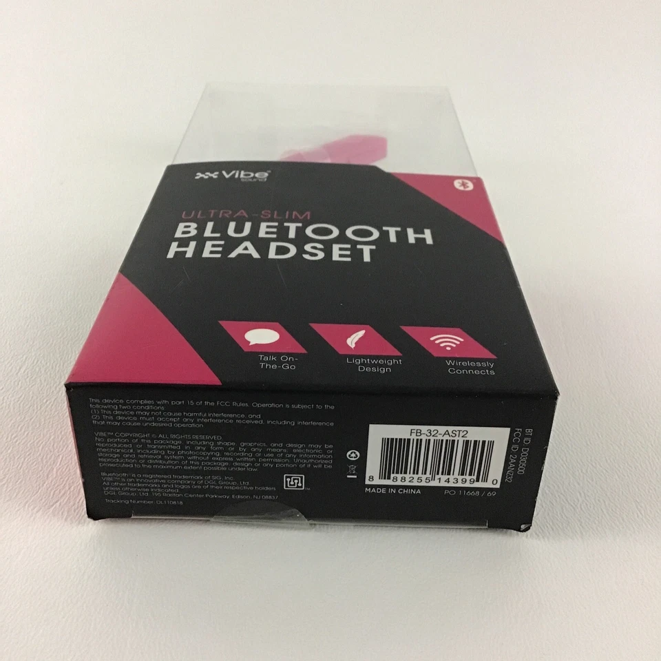 Vibe Sound Ultra Slim Bluetooth Headset Lightweight Pink Wireless New - Image 2 of 4