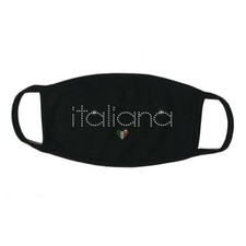 Face Mask Rhinestone " Italiana ", Cotton Blend, Made In USA
