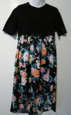 ASOS Women's Black Short Sleeve Empire Floral Skirt High Low Dress Sz 4