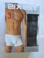 2(X)IST ESSENTIAL MEN'S NO SHOW TRUNKS , XL, BLACK, 3 Pk, New with box