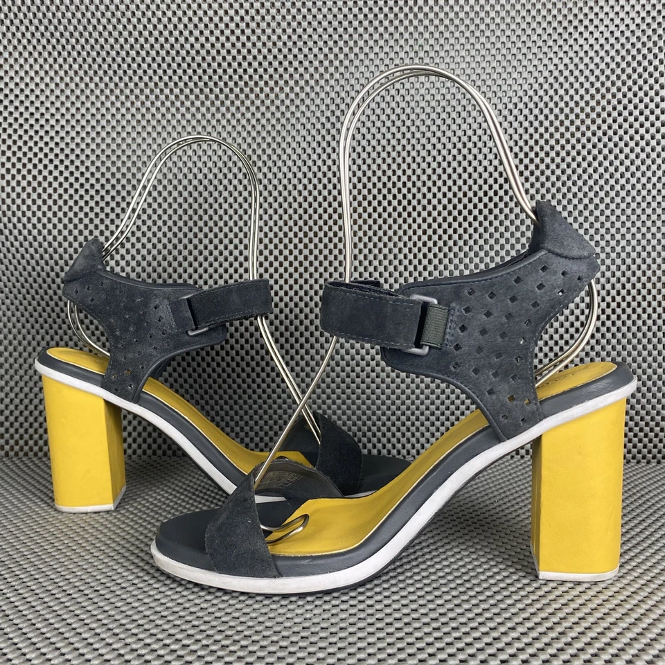 Lacoste Lonelle Heels Sandals Womens 7 Blue Yellow Strap Block Heel Open Toe - Image 4 of 4