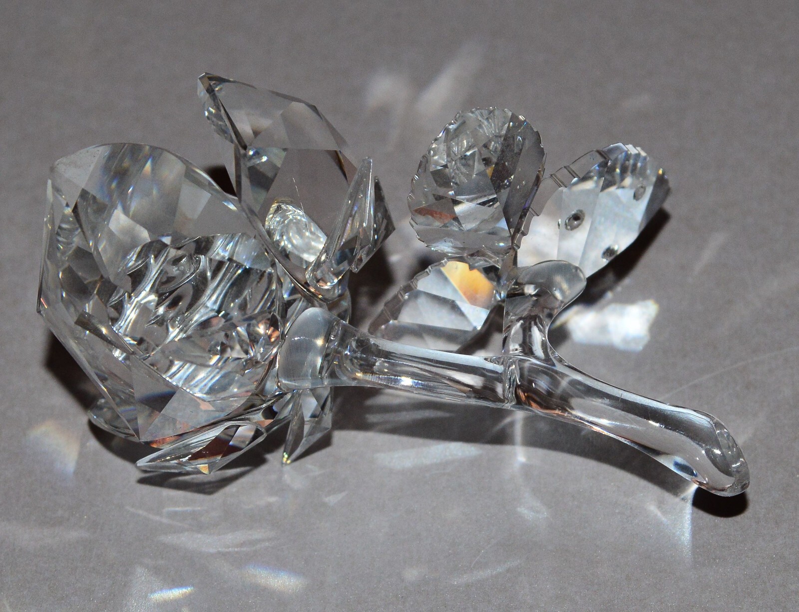 Swarovski Clear Crystal Rose Ornament Good condition no chips Cracks or