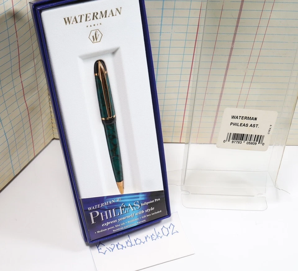 Bolígrafo Waterman PHILEAS, NUEVO, Green Marble GT, caja, bonito Foto 2 de 4