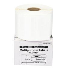 DYMO LW 30334-S POLYPROPYLENE SYNTHETIC WATERPROOF Labels - 2 Rolls of 1000