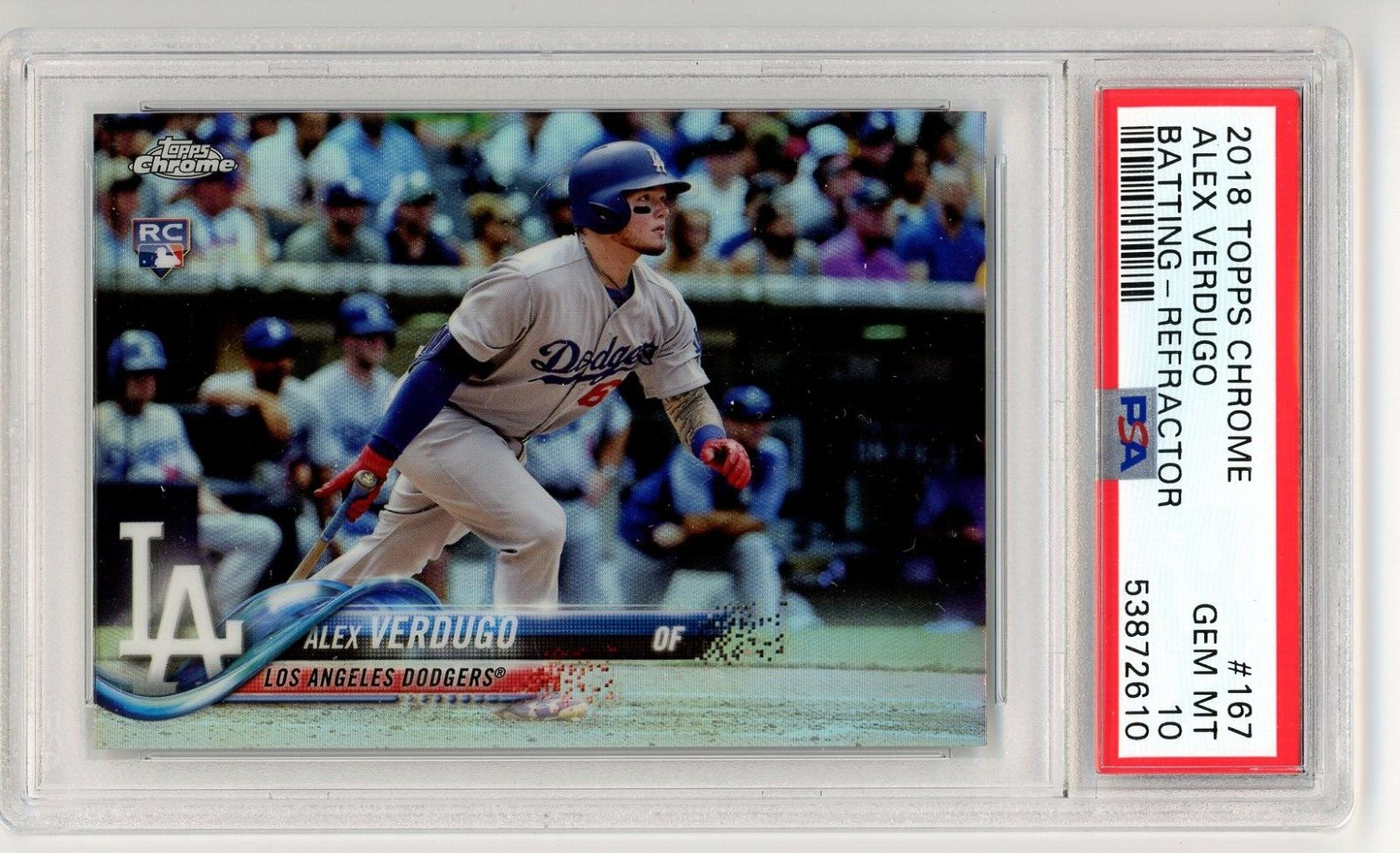 2018 Topps Chrome Batting Refractor 167 Alex Verdugo Rookie RC PSA 10