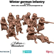 Eskice Miniatures WW2 Winter German Infantry Squad Bolt Action WWII 15 20 28mm +