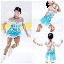 New Ice Figure Skating Dress Figure Skating Dress For Competition blue dyeing