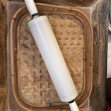 VTG 1950'S Melamine Rolling Pin White,  Chrome & Black Accents MCM