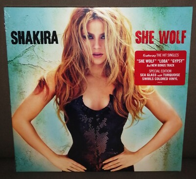 Shakira VINILO DOBLE MAR TURQUESA EU She Wolf LP 2x12'' NUEVO y PRECINTADO