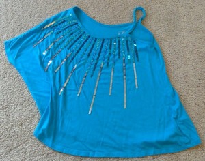 teal sequin top