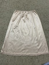 Vintage WARNERS sz L Half Slip 27  NO SLIT 55300 Antron Satin Peach USA Z24