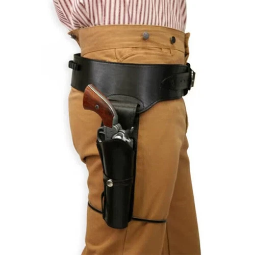 Cowboy PU Western Plain Holster Gun Middle Ages Holster Pistol Belt Revolver - Picture 2 of 16