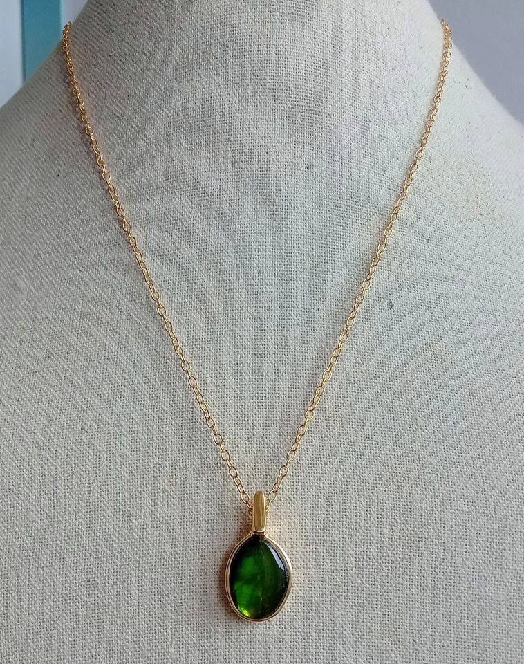 PENDENTE SU CATENA IN ARG. STERLING 925 DORATO CON AMMOLLITE NATURALE - Immagine 3 di 4