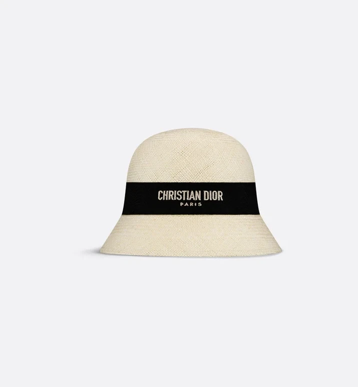 Chapeau seau Dior   Christian DIOR petit bord cloche • paille naturelle   taille 58