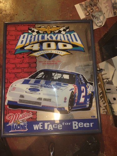 1997 BRICKYARD 400 Miller Lite Rusty Wallace #2 22 X 18 (MIRROR) INAUGURAL RACE - Picture 2 of 8