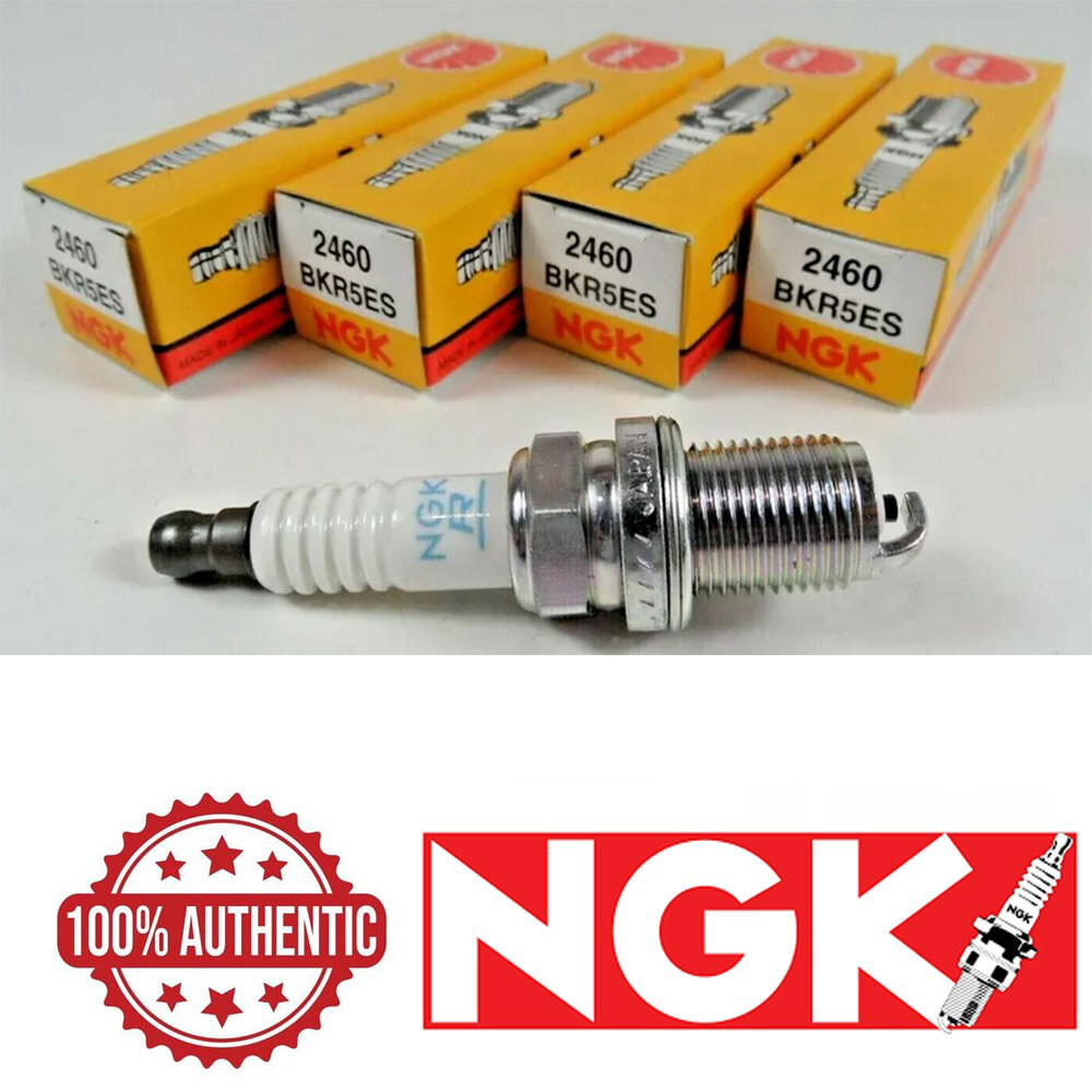 Set of 4 Genuine Authentic NGK 2460 Spark Plugs Nickel BKR5ES