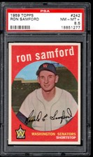 1959 TOPPS #242 RON SAMFORD RC Washington Senators CENTERED PSA 8.5 (beats 8)