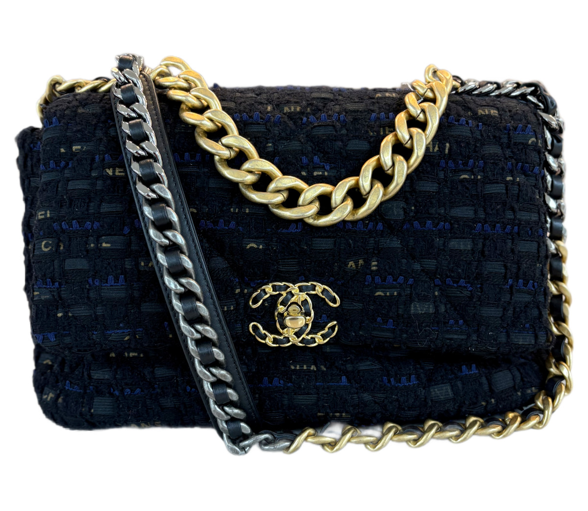 Chanel Maxi 19 Tweed Black and Navy