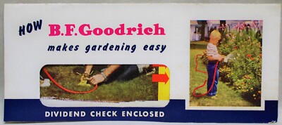 B.F. GOODRICH KOROSEAL GARDEN HOSE DIVIDEND CHECK FOLDER 1950s VINTAGE