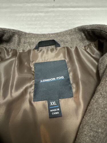 LONDON FOG Classic Mens Size XXL Brown Taupe Wool Blend Overcoat Jacket - Picture 3 of 5