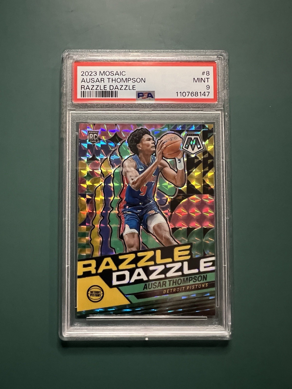 2023-24 Mosaic Ausar Thompson Razzle Dazzle Refractor RC SSP PSA 9