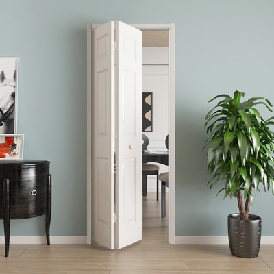 6-Panel Bifold Closet Door Primed Bifold Interior Doors, Hardware Include