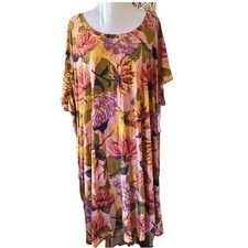 Terra Sky Round Neck Short Sleeve Floral Rayon Spandex Women’s Sz 4X Dress
