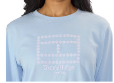 NEW Tommy Hilfiger Women's Crewneck Top Sweatshirt Embroidered Flowers Blue L