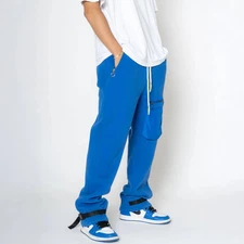 Konus Men's Bellow Pocket Sweatpants in Blue