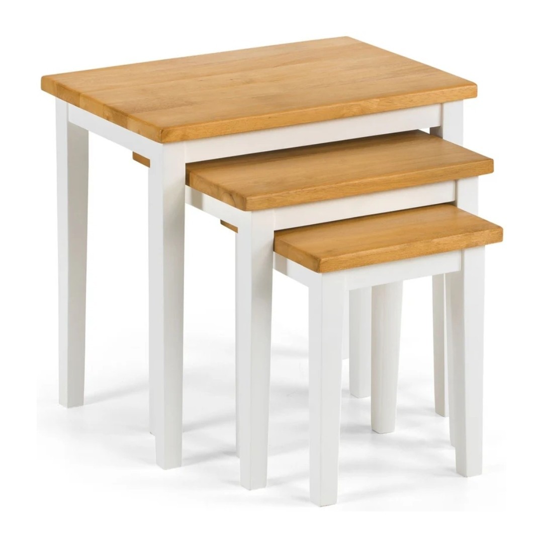 Julian Bowen Cleo Nest of Tables - Two Tone White/Oak Finish