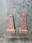 Frankoma OIL DERRICK Salt Pepper Shaker Set DUSTY ROSE- ADA Clay