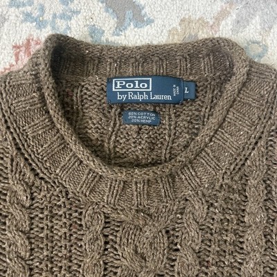 Vintage Polo Sweater 90s Ralph Lauren Chunky Wool Cable Knit