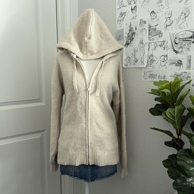 Cream zip up hoodie sweater