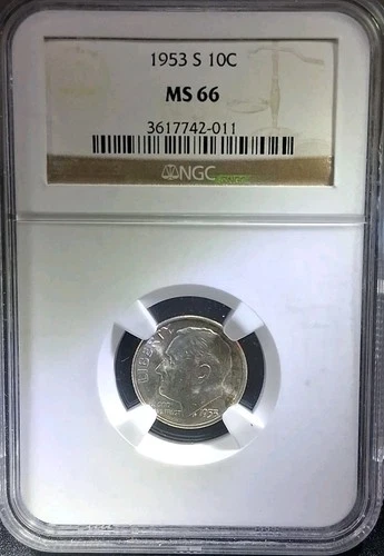 1953-S 10C Roosevelt Dime MS66 90% Silver