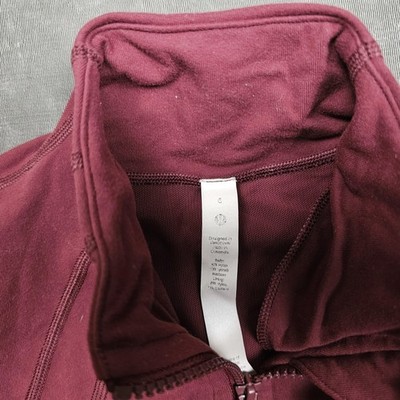 Lululemon Define Jacket Womens 6 Burgundy Full Zip Thumbholes