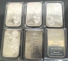 Lot of 6 - 1 Troy oz .999 Fine Silver Bars