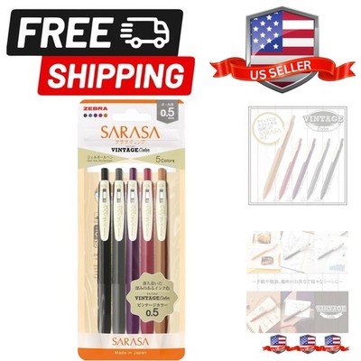ZEBRA Gel Ballpoint Pen Sarasa Clip 0.5mm Vintage Color Extra Color Set of 5 ...