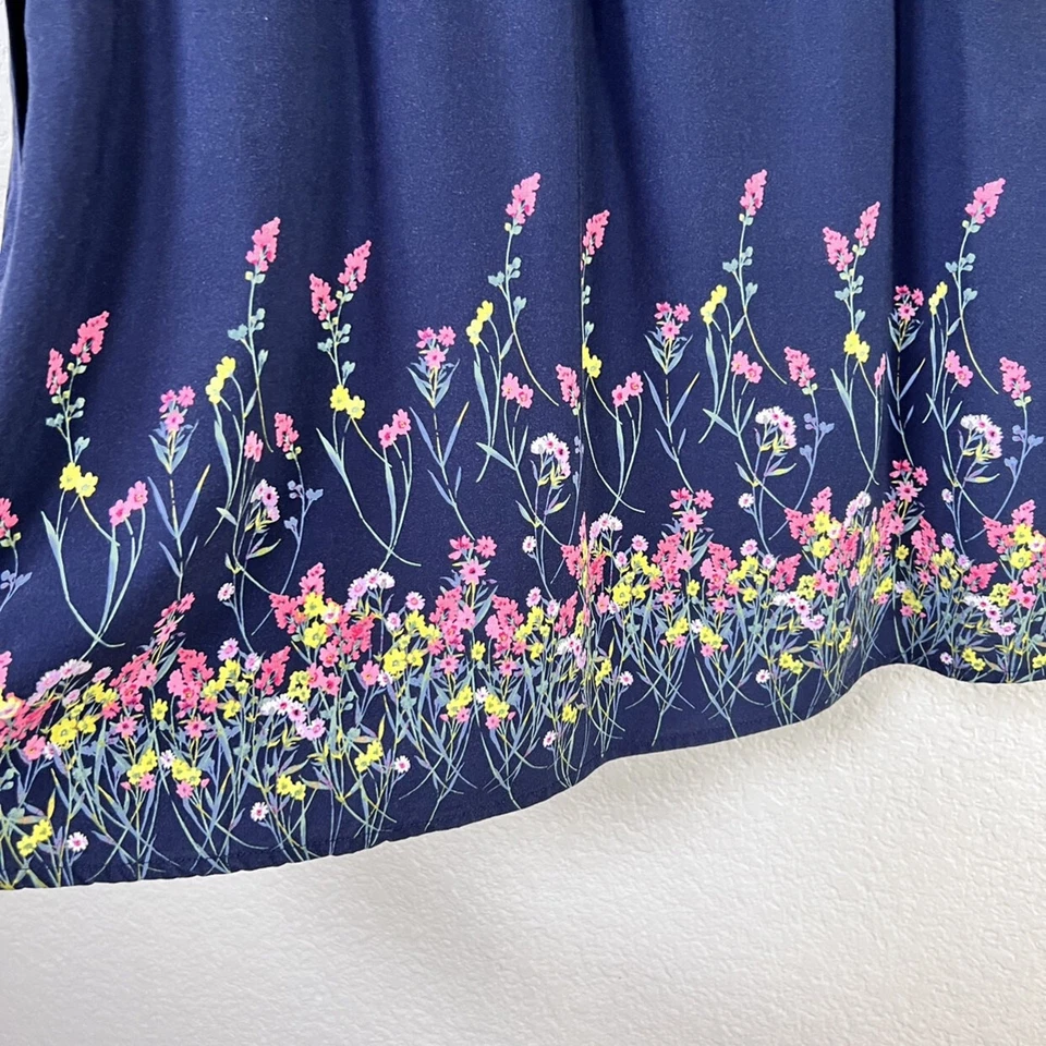 Vestido Gap Niños Niñas 8 Azul Marino Floral Volantes Borde Corbata Cinturón Manga Larga Rayón Foto 4 de 4