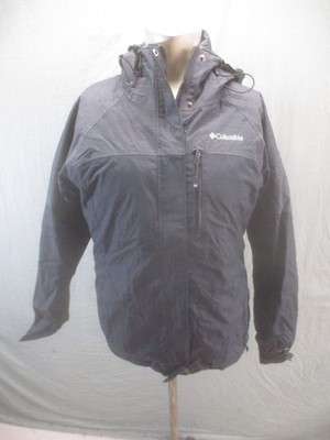 Columbia Size M Mens Black Insulated Down Hooded Drawcord Hem 3-in-1 Jacket 802